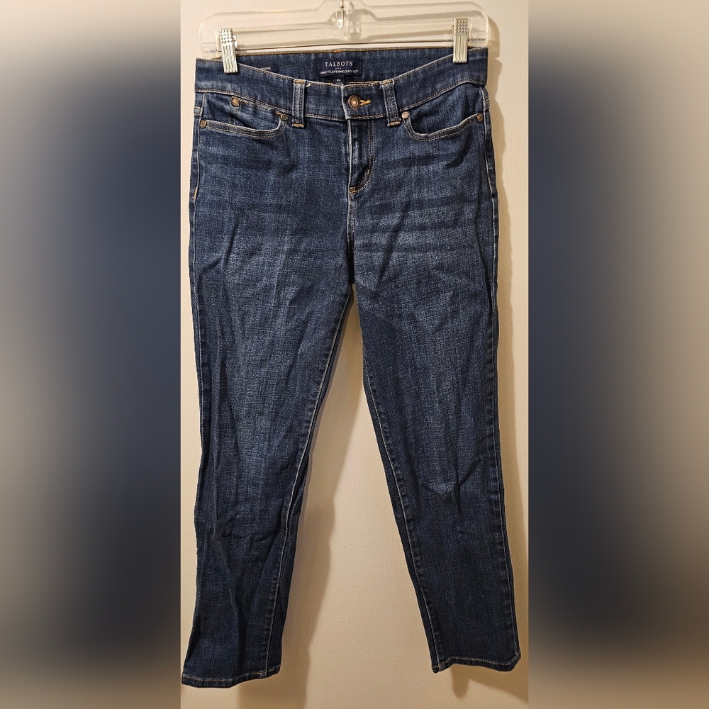 Talbots Simply Flattering 5 Pocket Blue Denim Boyfriend Jeans Women's Size 4p